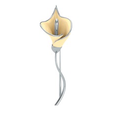 Kala Çiçeği Broş - 18 ayar beyaz altın broş (Ekru mineli) #1sifpff