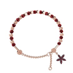 Mitra Yasemin Çiçeği Bilezik - Garnet ve kök yakut 18 ayar rose altın bilezik #tddilp