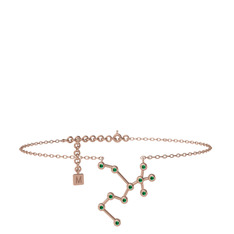 Sagittarius Halhal - Yeşil kuvars 14 ayar rose altın bilezik (20 cm gümüş rolo zincir) #1s9rjvr