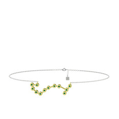 Scorpio Halhal - Yeşil kuvars 925 ayar altın kaplama gümüş bilezik (20 cm gümüş rolo zincir) #h2w0cr