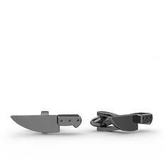 Bıçak Kol Düğmesi - 925 ayar siyah rodyum kaplama gümüş kol düğmesi #1gq8n4t