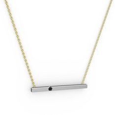 Çubuk Kolye - Siyah zirkon 18 ayar beyaz altın kolye (40 cm altın rolo zincir) #10pcgx2