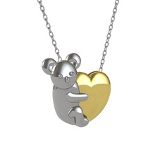 Koala Kalp Kolye - 14 ayar beyaz altın kolye (40 cm beyaz altın rolo zincir) #1q7ifgy