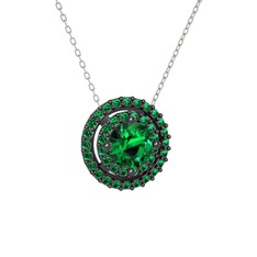 Lyra Kolye - Yeşil kuvars 925 ayar siyah rodyum kaplama gümüş kolye (40 cm beyaz altın rolo zincir) #uj9bfm