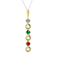 Leilani Kolye - Beyaz zirkon, yeşil kuvars ve garnet 8 ayar altın kolye (40 cm gümüş rolo zincir) #17ndopu