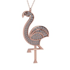 Isla Flamingo Kolye - Pırlanta 925 ayar rose altın kaplama gümüş kolye (1.14 karat, 40 cm rose altın rolo zincir) #1m0ceri