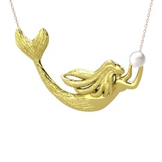Pequod Deniz Kızı Kolye - Inci 8 ayar altın kolye (40 cm rose altın rolo zincir) #w1hi59