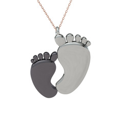 Bebek Ayağı Kolye - 925 ayar siyah rodyum kaplama gümüş kolye (40 cm gümüş rolo zincir) #1f7w5nk