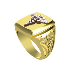Runa Caduceus Yüzük - 14 ayar rose altın yüzük (Sarı mineli) #1j52hoj