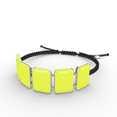Akia Bileklik - Neon sarı akrilik 8 ayar beyaz altın bileklik #19qckbv