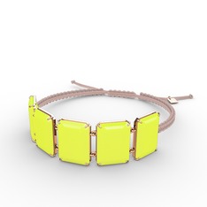 Akia Bileklik - Neon sarı akrilik 925 ayar rose altın kaplama gümüş bileklik #1jyb5sf