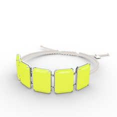 Akia Bileklik - Neon sarı akrilik 18 ayar beyaz altın bileklik #1tqriwu
