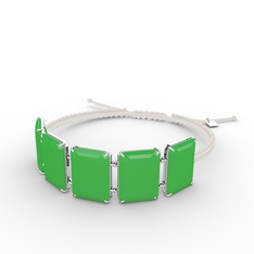 Akia Bileklik - Neon yeşil akrilik 18 ayar beyaz altın bileklik #8i5o5i