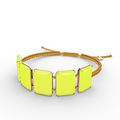 Akia Bileklik - Neon sarı akrilik 18 ayar rose altın bileklik #qtp407