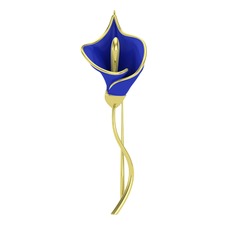 Kala Çiçeği Broş - 14 ayar altın broş (Lacivert mineli) #15fdg88