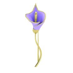 Kala Çiçeği Broş - 18 ayar altın broş (Menekşe mineli) #s2891c