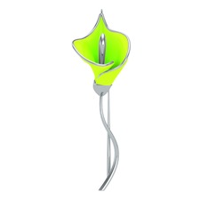 Kala Çiçeği Broş - 925 ayar gümüş broş (Neon yeşil mineli) #t2lvfw