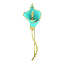 Kala Çiçeği Broş - 925 ayar altın kaplama gümüş broş (Turkuaz mineli) #yzv84s
