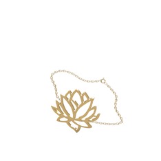 Lotus Çiçeği Bilezik - 925 ayar altın kaplama gümüş bilezik (40 cm gümüş rolo zincir) #10auq7u