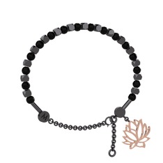 Mitra Lotus Bilezik - Siyah zirkon 925 ayar siyah rodyum kaplama gümüş bilezik #3lo9or