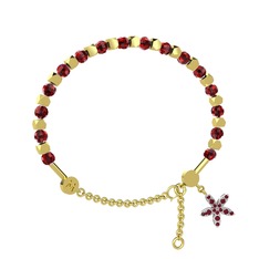 Mitra Yasemin Çiçeği Bilezik - Garnet ve kök yakut 14 ayar altın bilezik #1hjmc9o