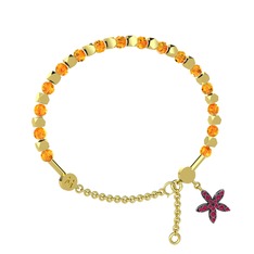 Mitra Yasemin Çiçeği Bilezik - Sitrin ve rodolit garnet 14 ayar altın bilezik #1vjptxx