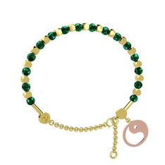Mitra Yin Yang Bilezik - Yeşil kuvars 8 ayar altın bilezik #64epqo