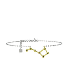 Ursa Minor Halhal - Peridot 14 ayar altın bilezik (20 cm beyaz altın rolo zincir) #1iai6gn
