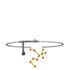 Sagittarius Halhal - Garnet 14 ayar altın bilezik (20 cm gümüş rolo zincir) #1ykl0pp