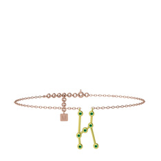 Orion Halhal - Yeşil kuvars 18 ayar altın bilezik (20 cm rose altın rolo zincir) #2879tr