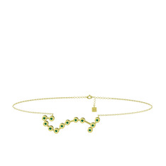 Scorpio Halhal - Yeşil kuvars 18 ayar altın bilezik (20 cm gümüş rolo zincir) #147kb22
