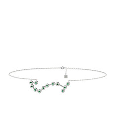 Scorpio Halhal - Yeşil kuvars 8 ayar beyaz altın bilezik (20 cm gümüş rolo zincir) #1mxtkh3