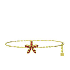 Yasemin Çiçeği Bilezik - Garnet 14 ayar altın bilezik (40 cm altın rolo zincir) #pca8m