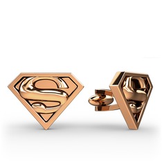 Superman Kol Düğmesi - 925 ayar rose altın kaplama gümüş kol düğmesi #anh2rr