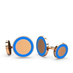 8 ayar rose altın kol düğmesi (Mavi mineli)