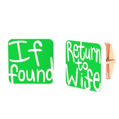 Return to Wife Kol Düğmesi - 14 ayar rose altın kol düğmesi (Neon yeşil mineli) #12m9fir