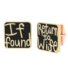Return to Wife Kol Düğmesi - 18 ayar rose altın kol düğmesi (Siyah mineli) #k9gaqm