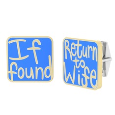 Return to Wife Kol Düğmesi - 18 ayar beyaz altın kol düğmesi (Mavi mineli) #vs469f