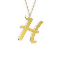 H Harf Kolye - 925 ayar altın kaplama gümüş kolye (40 cm gümüş rolo zincir) #5fu6tp