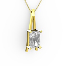 Şovale Kolye - Beyaz zirkon 8 ayar altın kolye (40 cm altın rolo zincir) #6gxp88