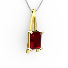 Şovale Kolye - Garnet 18 ayar altın kolye (40 cm gümüş rolo zincir) #vgpsnb
