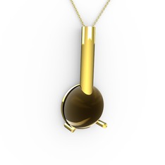 Dumanlı kuvars 18 ayar altın kolye (40 cm altın rolo zincir)