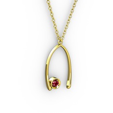 Taşlı Dilek Kolye - Garnet 18 ayar altın kolye (40 cm altın rolo zincir) #106uqsw