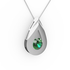 Alura Kolye - Yeşil kuvars 925 ayar gümüş kolye (40 cm gümüş rolo zincir) #yw2400