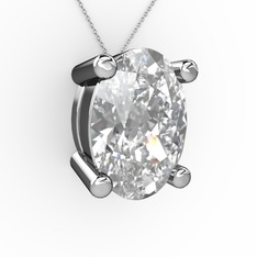 Oval Kolye - Swarovski 18 ayar beyaz altın kolye (40 cm gümüş rolo zincir) #1yxnvzs