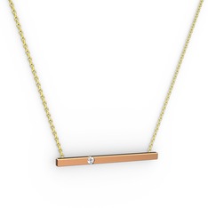 Çubuk Kolye - Pırlanta 925 ayar rose altın kaplama gümüş kolye (0.12 karat, 40 cm altın rolo zincir) #k8jsky