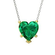 Ena Kalp Kolye - Yeşil kuvars 18 ayar altın kolye (40 cm beyaz altın rolo zincir) #1apje4j