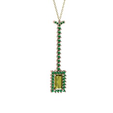Via Kolye - Peridot ve yeşil kuvars 925 ayar rose altın kaplama gümüş kolye (40 cm altın rolo zincir) #1sqy330