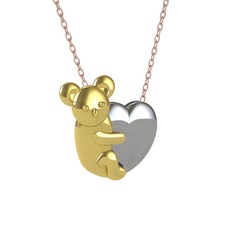Koala Kalp Kolye - 8 ayar altın kolye (40 cm rose altın rolo zincir) #102gq2o