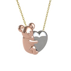 Koala Kalp Kolye - 18 ayar rose altın kolye (40 cm altın rolo zincir) #12gzgtc